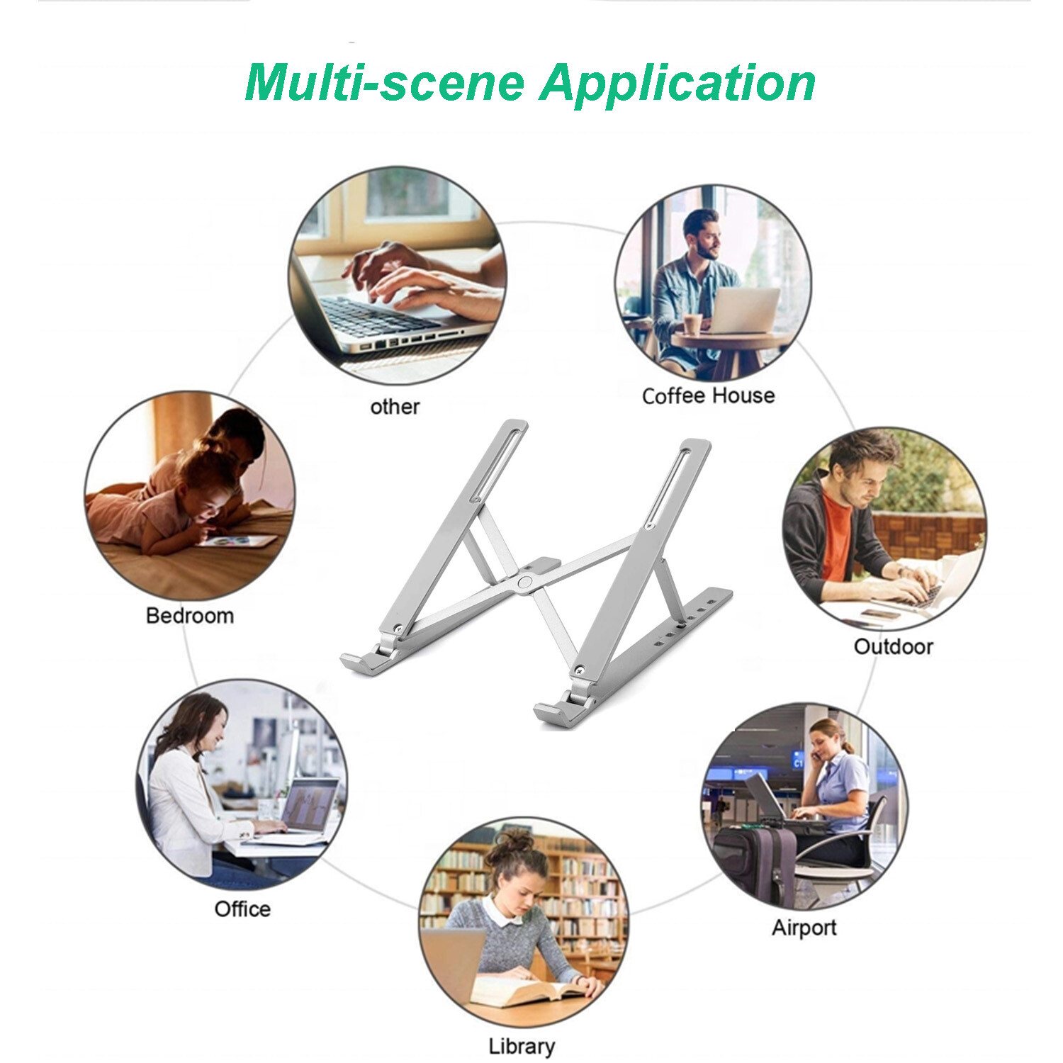 Laptop stand, portable aluminum computer stands, anti-slip soft silicone-image