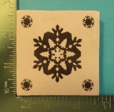SNOWFLAKE Winter Christmas Rubber Stamp Mounted on Hard Rubber