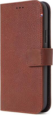 Cover posteriore in pelle Decoded per iPhone 14 marrone