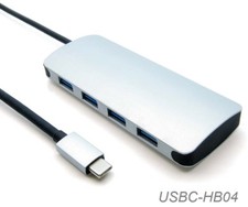 USB-3.1 Type-C Male to 4-Port USB-3.0 Type-A Female Hub, USBC-HB04