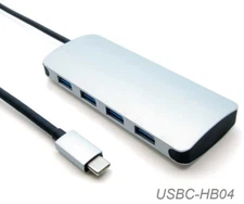 USB-3.1 Type-C Male to 4-Port USB-3.0 Type-A Female Hub, USBC-HB04