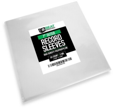 (50) 7'' Vinyl Record Outer Sleeves, 3 Mil, Crystal Clear HDPE, High Quality!