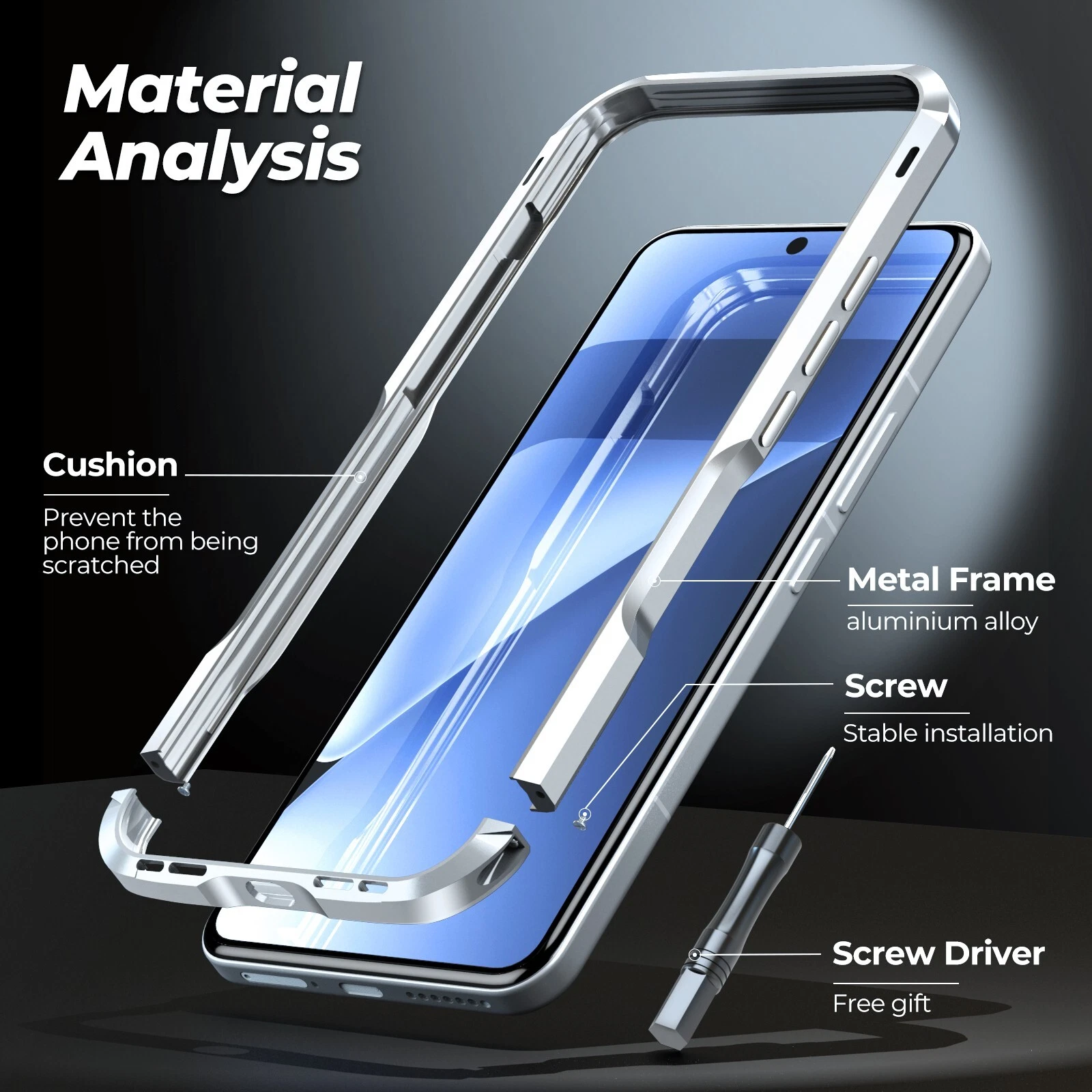 LUPHIE Armor Aluminum Metal Frame Bumper Shockproof Case For Xiaomi 15 Pro , 15 - 第 3 张/共 9 张