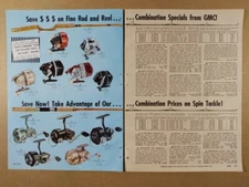 1962 Shakespeare Mitchell Pflueger Zebco Garcia Reels catalog pages clipping