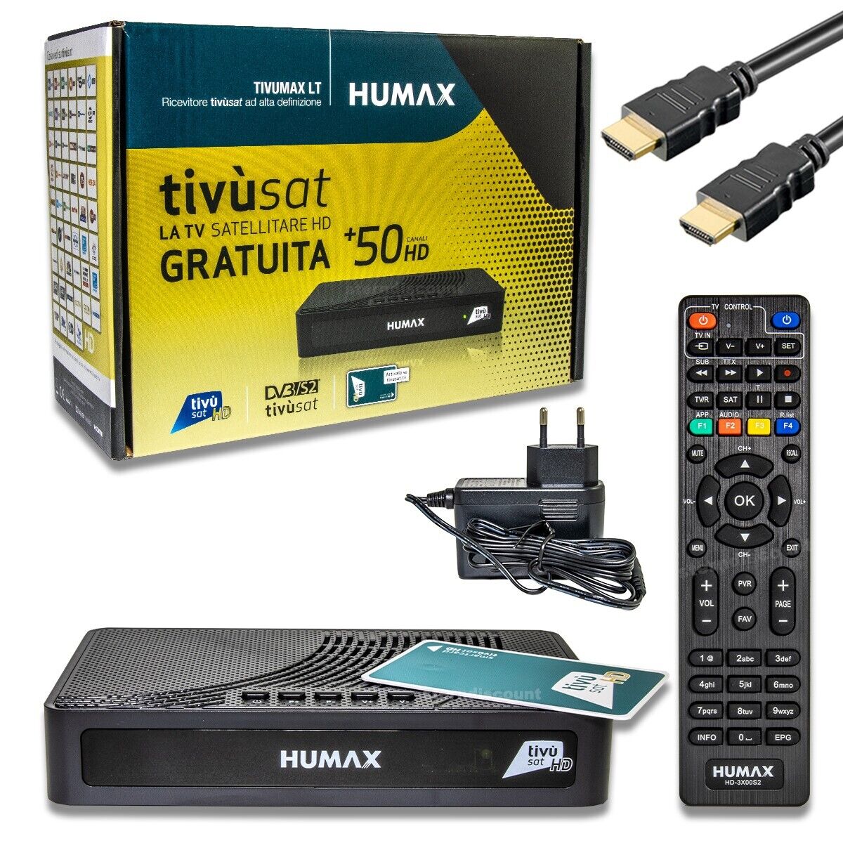 Humax TIVUMAX Satelliten Receiver mit aktivierten Tivusat HD Karte LT3802-DVB-S2