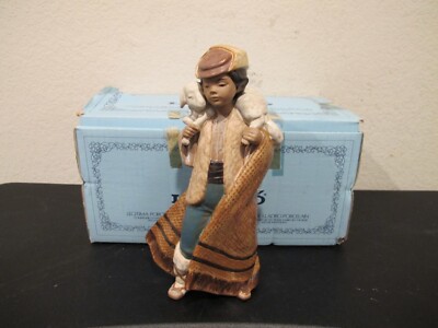 Lladro #2163 Mountain Shepherd Gres Porcelain Figurine w/ Box