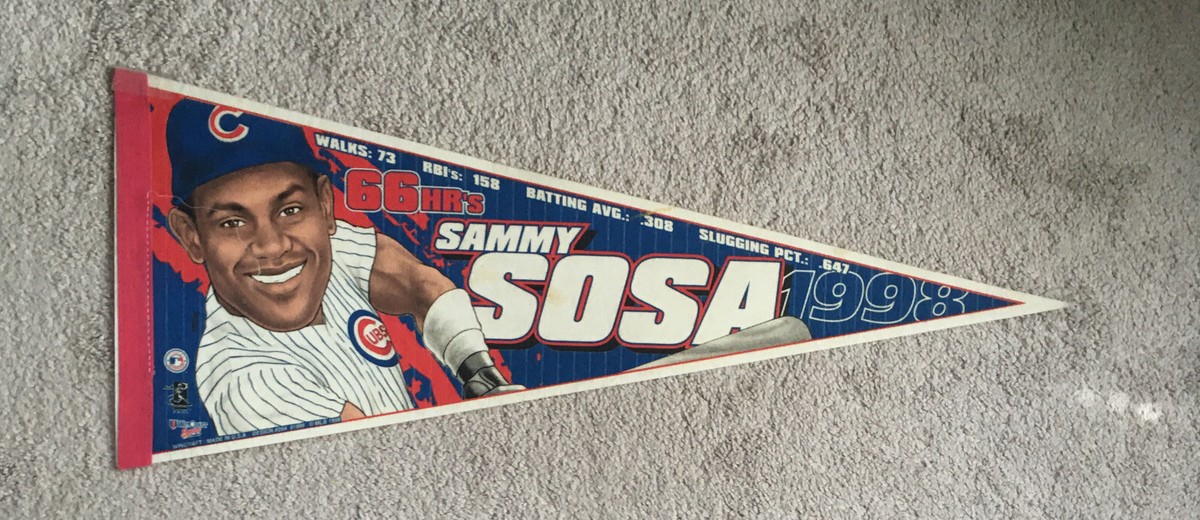 Vintage 1998 Sammy Sosa Chicago Cubs MLB Pennant, 66 Home Runs