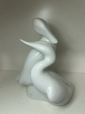 Royal Dux Czechoslovakia White Pair Of Ducks Figure 