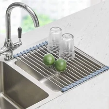 Roll Up Dish Drying Rack, Seropy Roll Over The Sink Dish Drying Rack Kitchen