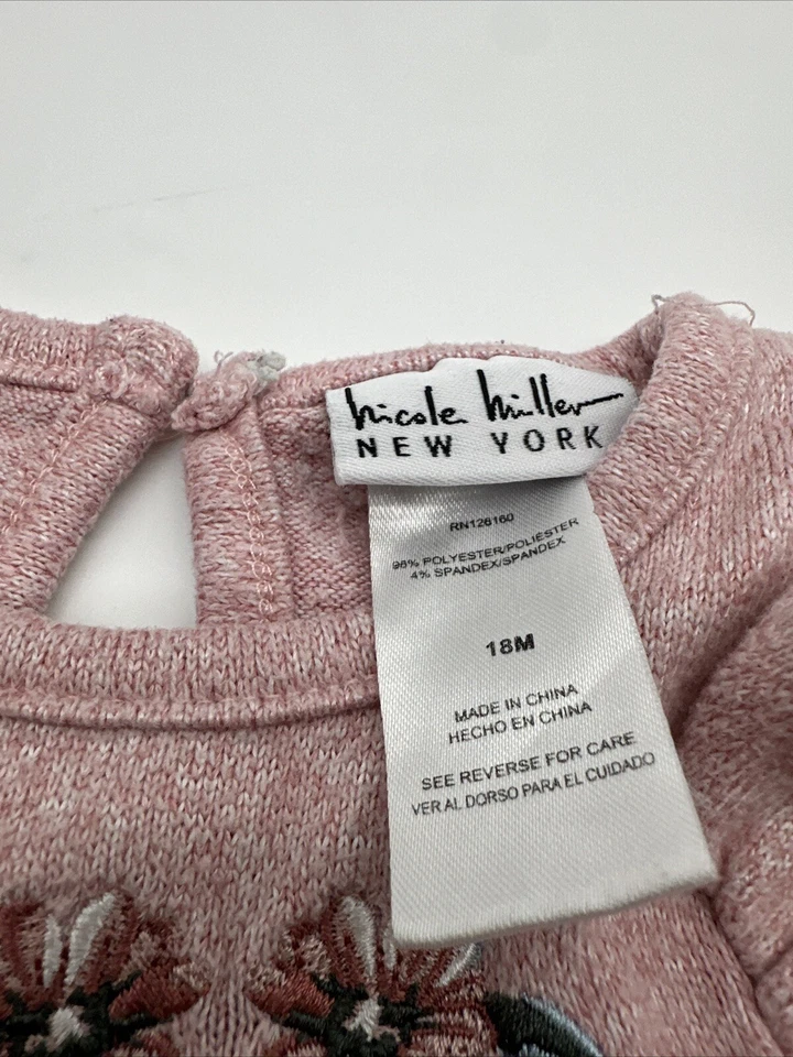 Camisa Nicole Miller Manga Larga Juvenil Niña 18M Bordada Floral Rosa..#14333 Foto 2 de 4