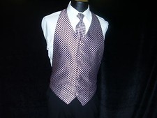 USED Formal Vest Backless - Burgundy Lattice