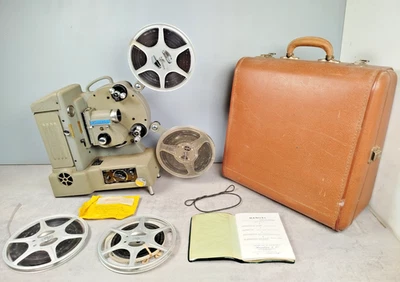 PROJECTEUR de FILM Cinema Video HEURTIER Monofilm 8mm bobines Malette 110V D51 - Photo 1/4