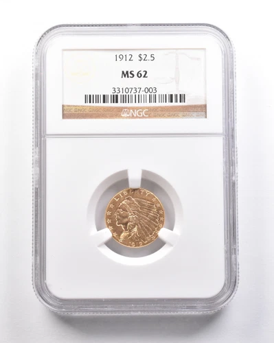 1912 $2.50 Indian Head Gold Quarter Eagle MS62 NGC *5282