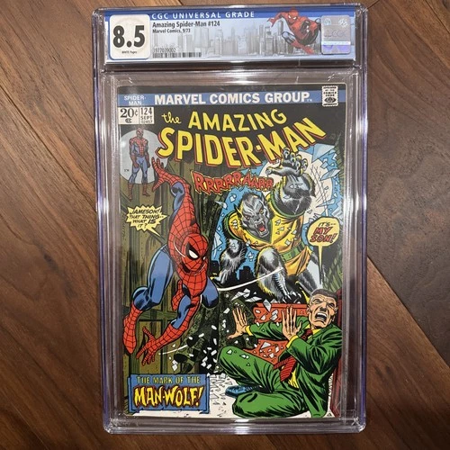 Amazing Spider-Man # 124 CGC 8.5 White Pages Marvel 9/73 1st app. Man-Wolf