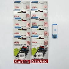 10 X SanDisk 16GB 16G Ultra Micro SD HC Class 10 TF SDHC Memory Card W/Reader