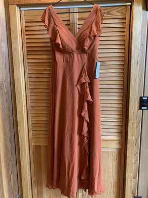 LAVETIR Burnt Orange Bridesmaid Dress Size 12 Cap Sleeve Lace-Up Back | eBay LAVETIR Burnt Orange Bridesmaid Dress Size 12 Cap Sleeve Lace-Up Back | eBay