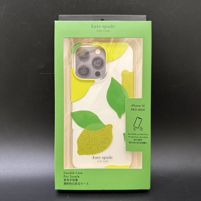 KATE SPADE iPhone 14 PRO MAX Case Lemon Drop Glitter Clear Flexible Phone Case
