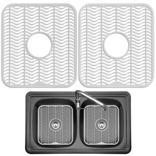 DecorRack 2 Pack Sink Protectors 12x11 Dish Rack Grid Mat Kitchen White