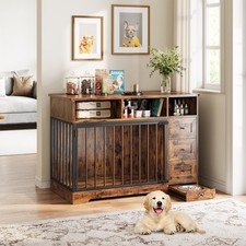 48 Inch Farmhouse Dog Kennel Furniture Storage Crate End Table Indoor Home Pet