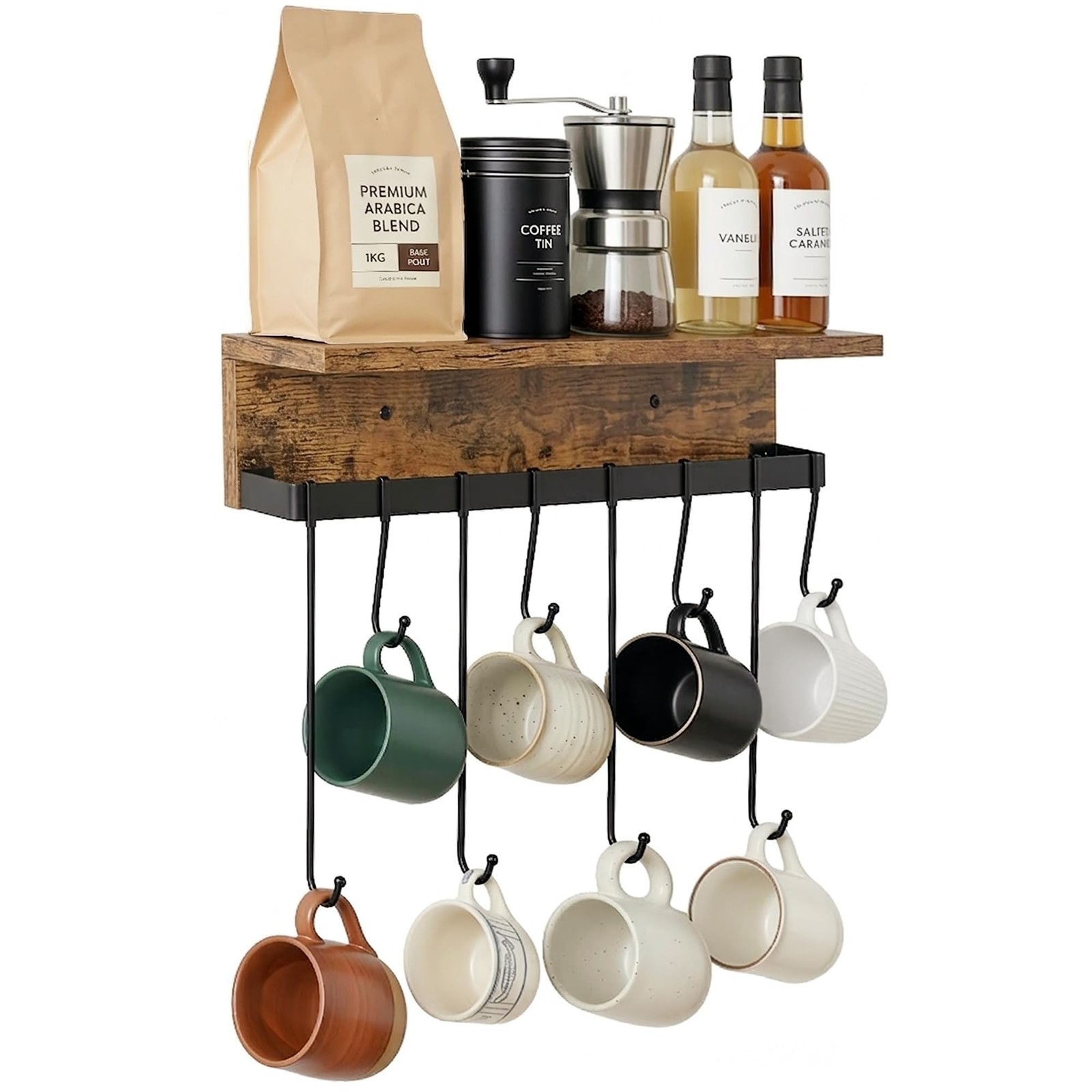 Wall Mounted Mug Holder with 8 Hooks