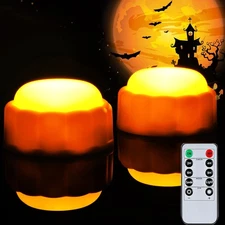 Homemory Halloween Bright LED Pumpkin Lights with Remote Control and Timers J...