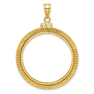 1/4 oz Libertad Coin Bezel 27mm Beaded Screw Top 14k Yellow Gold