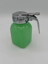 Jadeite Green Glass Syrup Dispenser - Chrome Lid - TPC China Reproduction