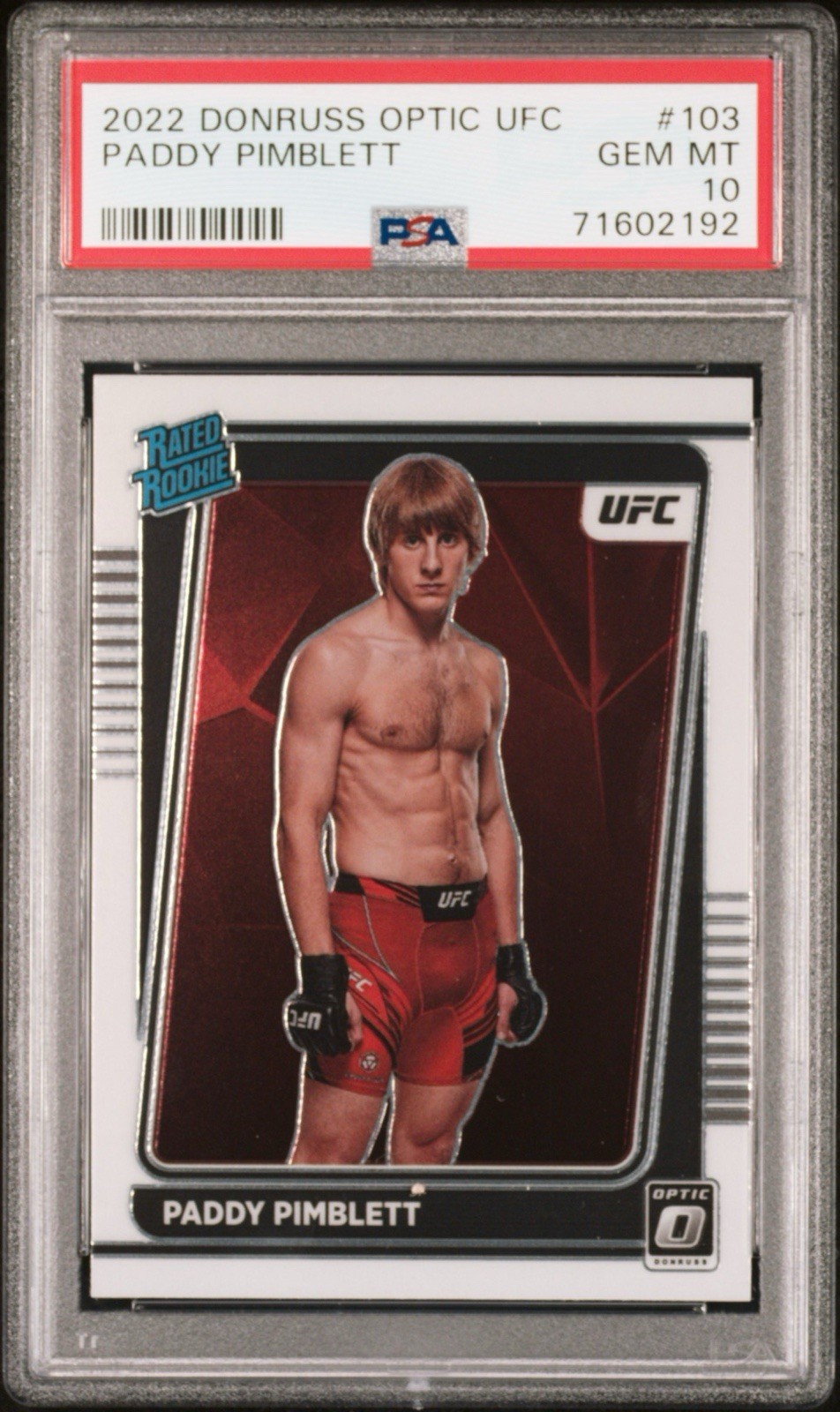 2022 Panini Donruss Optic UFC - Rated Rookie Paddy Pimblett #103 PSA 10 RC