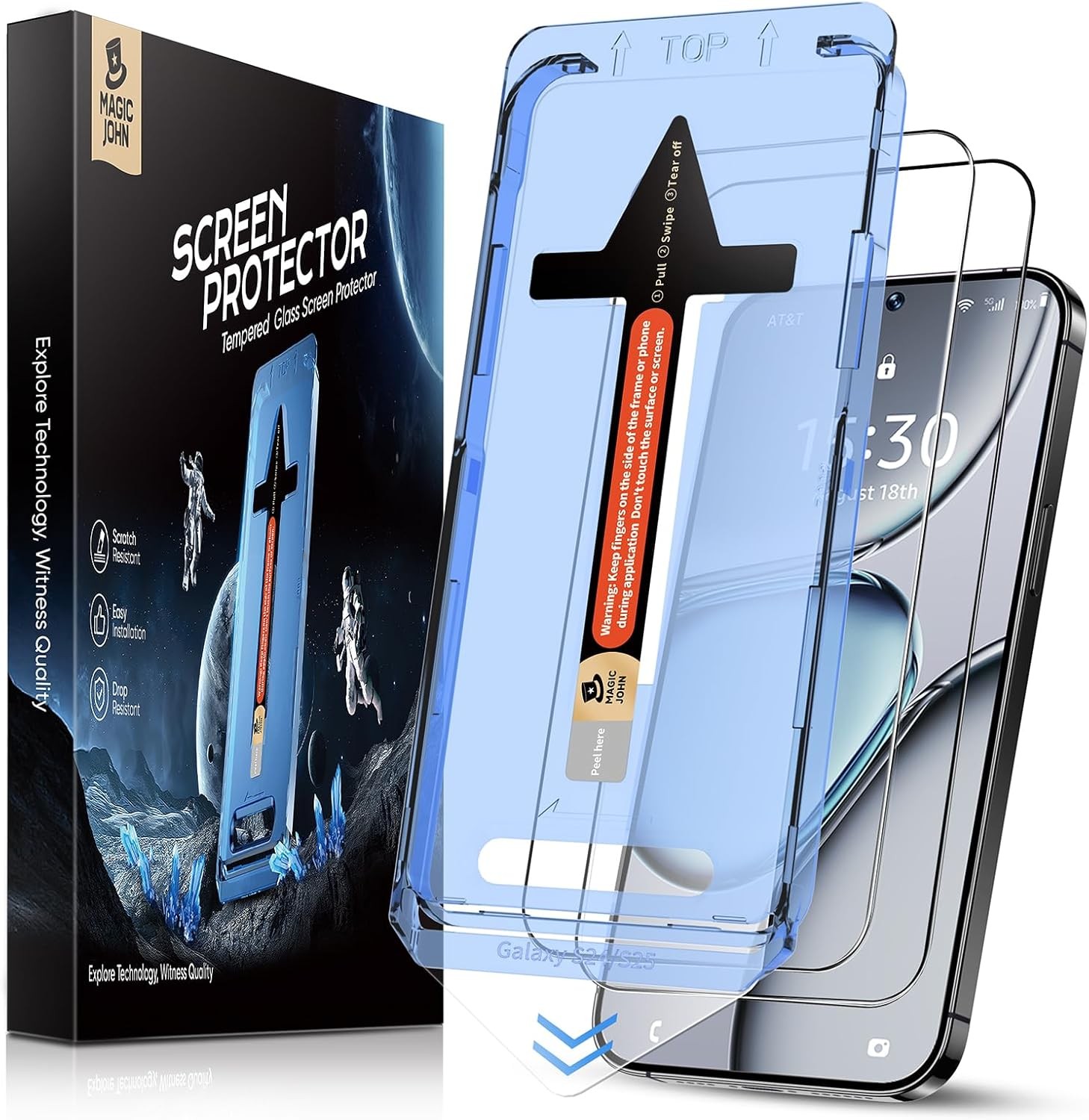 MAGIC JOHN 2 Pack for Samsung Galaxy S25/S24 6.2 inch Tempered Glass Screen Pro