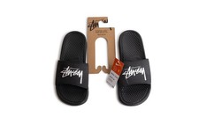 Nike Stussy Benassi Slide 'Off Noir / White' - New In Box - Size 9 - CW2787-001