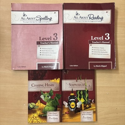 Lot 4 All About Reading Spelling Level 3 Teacher s Manuals Readers 1-2 ALL COLOR
