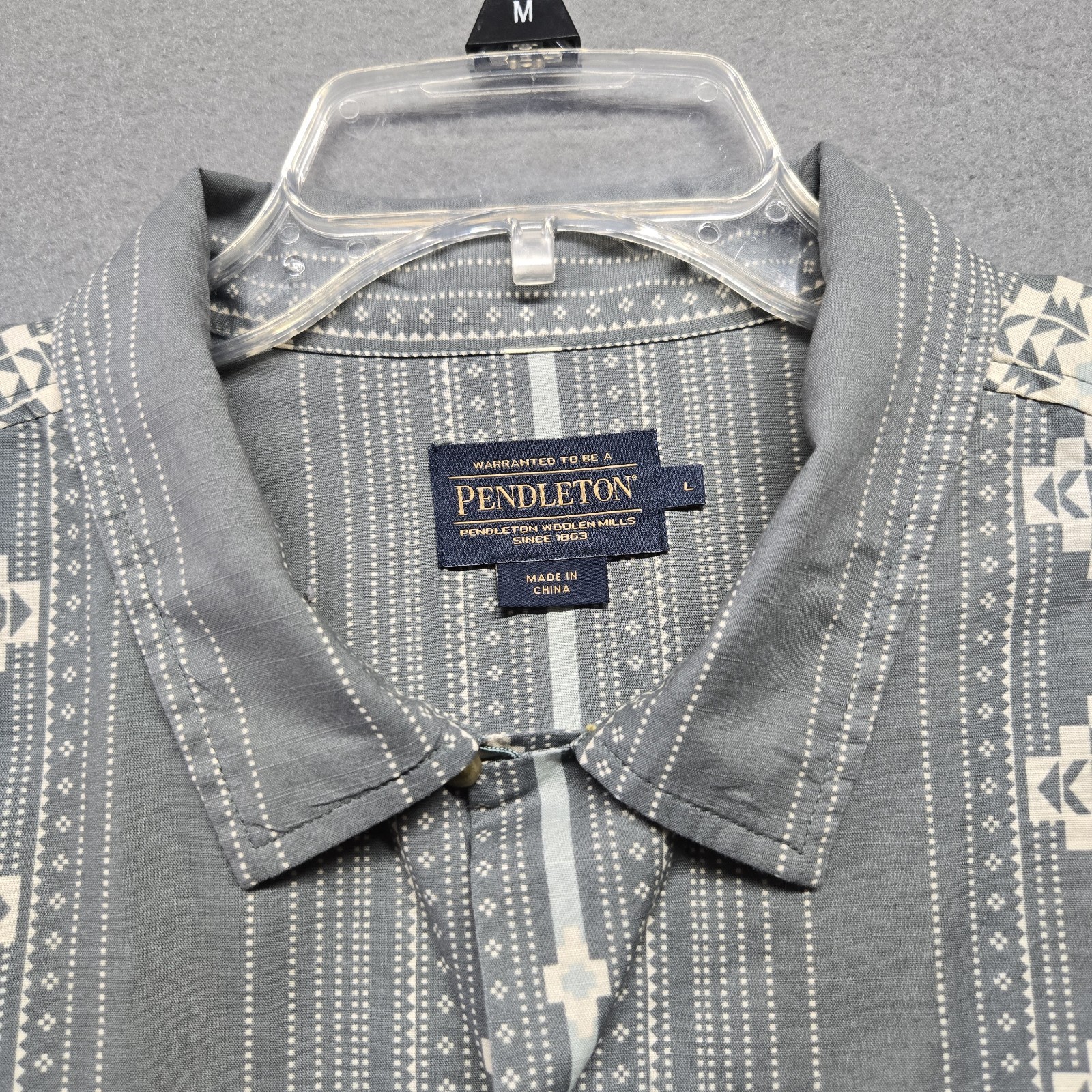 pendleton button up gray  cream pattern shirt siz… - image 3