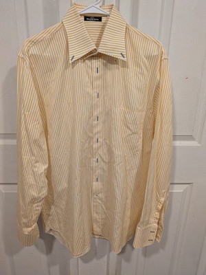 Gerlin Made in Italy Men's Yellow Strip Dress Shirt 16.5 / 42 Armpit 23''