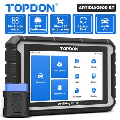 TOPDON AD900BT KFZ Diagnosegerät 28 Service Reset DPF Öl ABS EPB ECU Coding DE