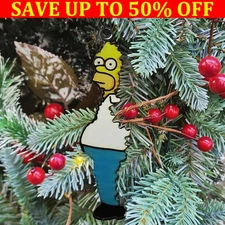 Homer Simpson Christmas Tree Fading Into Bushes Hanging Ornament The Simpsons