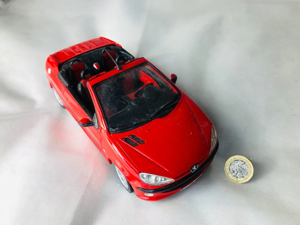 Modelo Coche Welly Rojo Peugeot 206 Escala 1:18 Modelo Vintage ra Foto 3 de 4