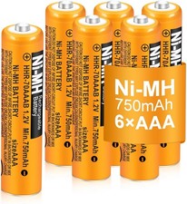 6 Pack HHR-70AAAB AAA Rechargeable Battery for Panasonic Phones 1.2V 750mah NiMH 2.10 per battery