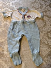 VTG 80s BABYGRO BY GERBER Infant Sleeper Pajamas M 11-17 lbs Blue Little Slugger