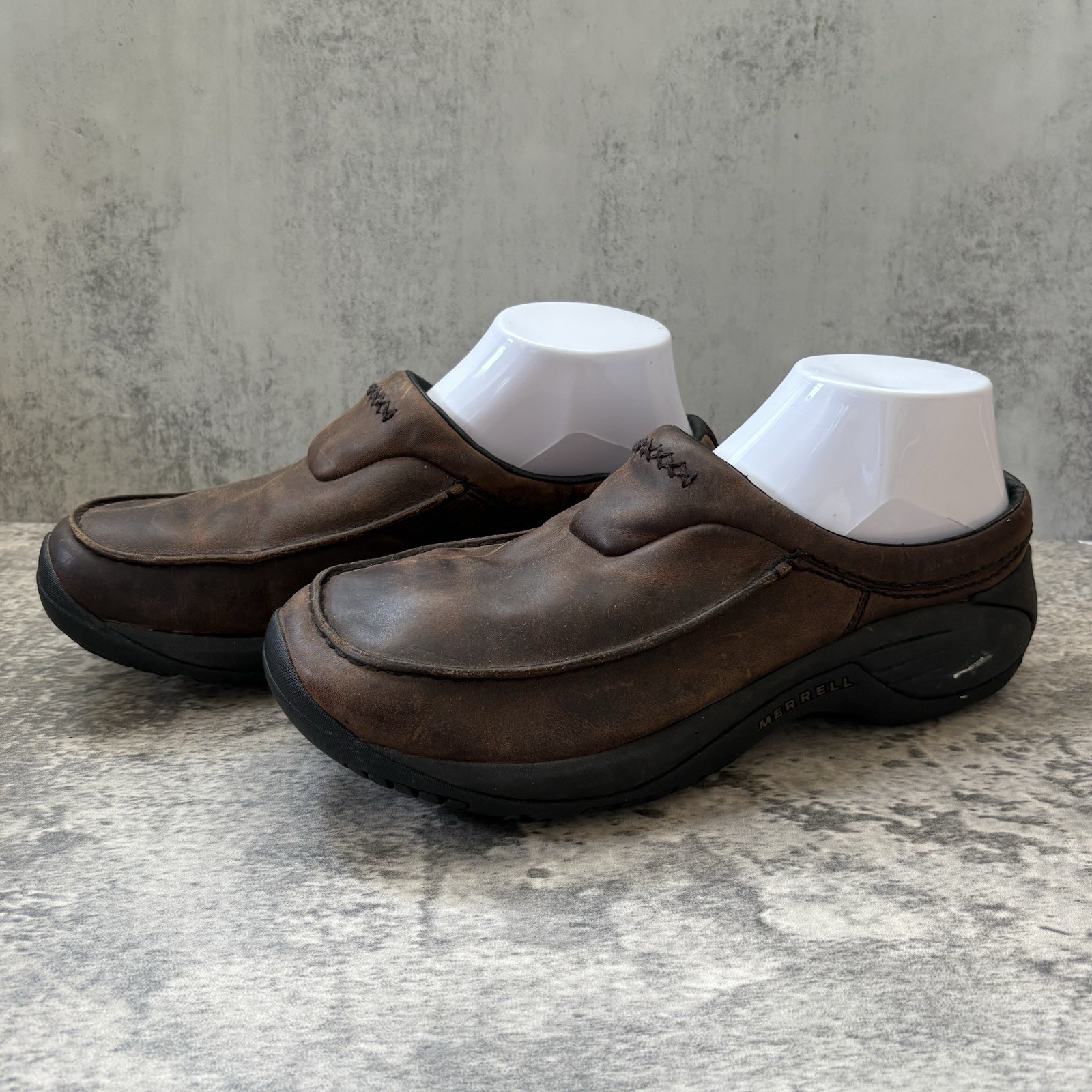 Mocassino MERRELL ENCORE REACH NOCE pelle slip on zoccoli J66177 uomo taglia 9