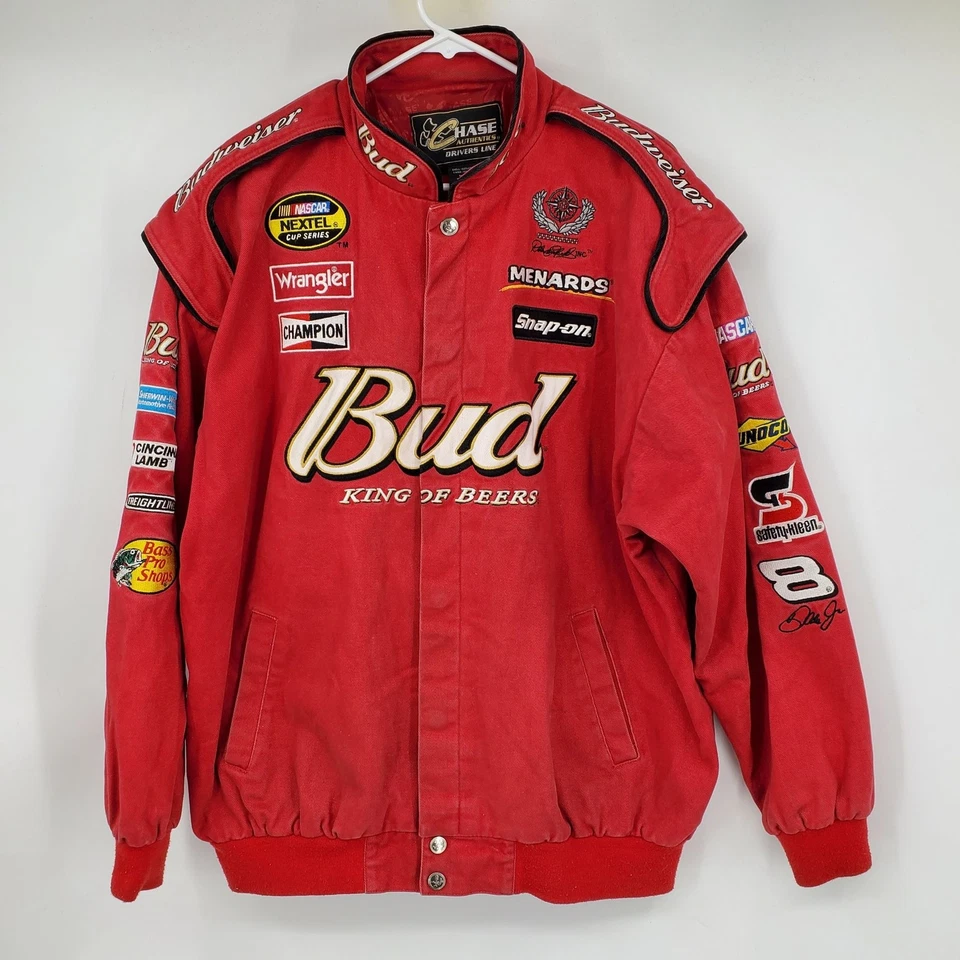 Chaqueta de carreras de cerveza vintage Chase Y2K #8 Dale Earnhardt Jr Nascar Budweiser XL Foto 3 de 4