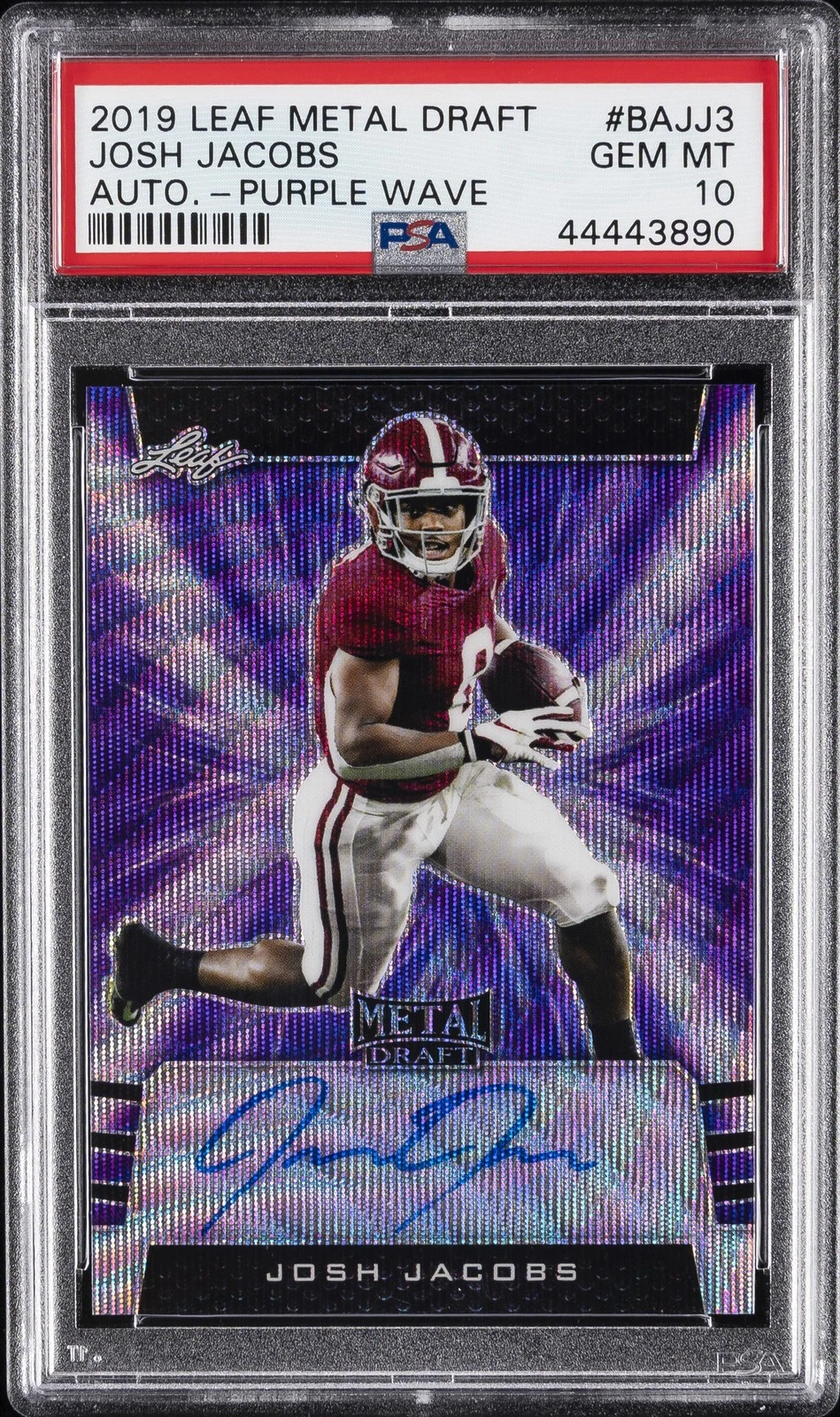 Josh Jacobs Leaf Metal Draft Autographs #BAJJ3 Purple Wave