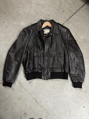 Vintage El Venado 100% Deer Leather Bomber Jacket Brown Size 46