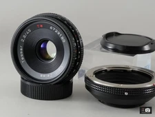 CONTAX Carl Zeiss Tessar 45mm f/2.8 T* AEJ w/Contax C/Y Lens to Leica L39Adapter