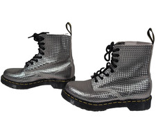 Dr. Martens 1460 Pascal Metallic Silver Geometric Leather Boots Women s Size 7