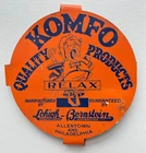 Vintage KOMFO Mattress Bed Spring Tin Metal Advertising Sign Tag 4.5". Nice!!