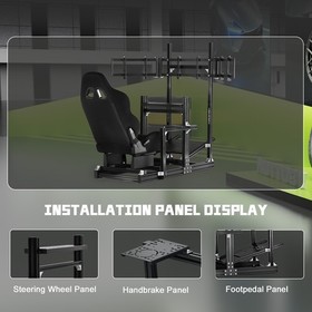 Hottoby 4080 Aluminum Racing Sim Cockpit With Triple Monitor Stand&Seat Fit G920