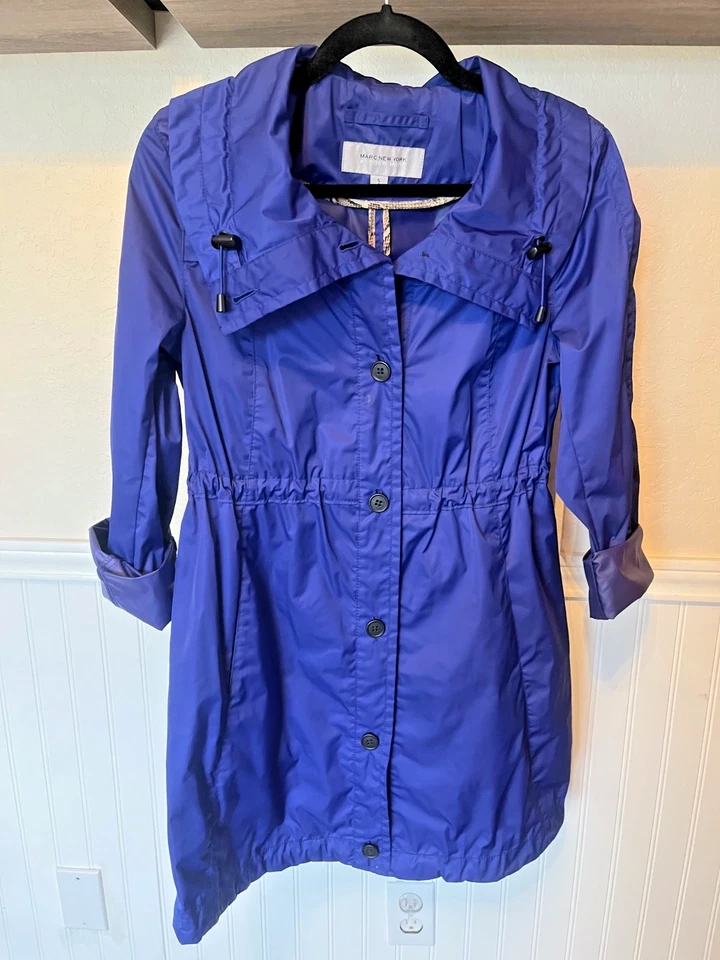 Chaqueta impermeable MARC NEW YORK para mujer, talla S, azul marino/púrpura, manga 3/4 convertida Foto 3 de 4