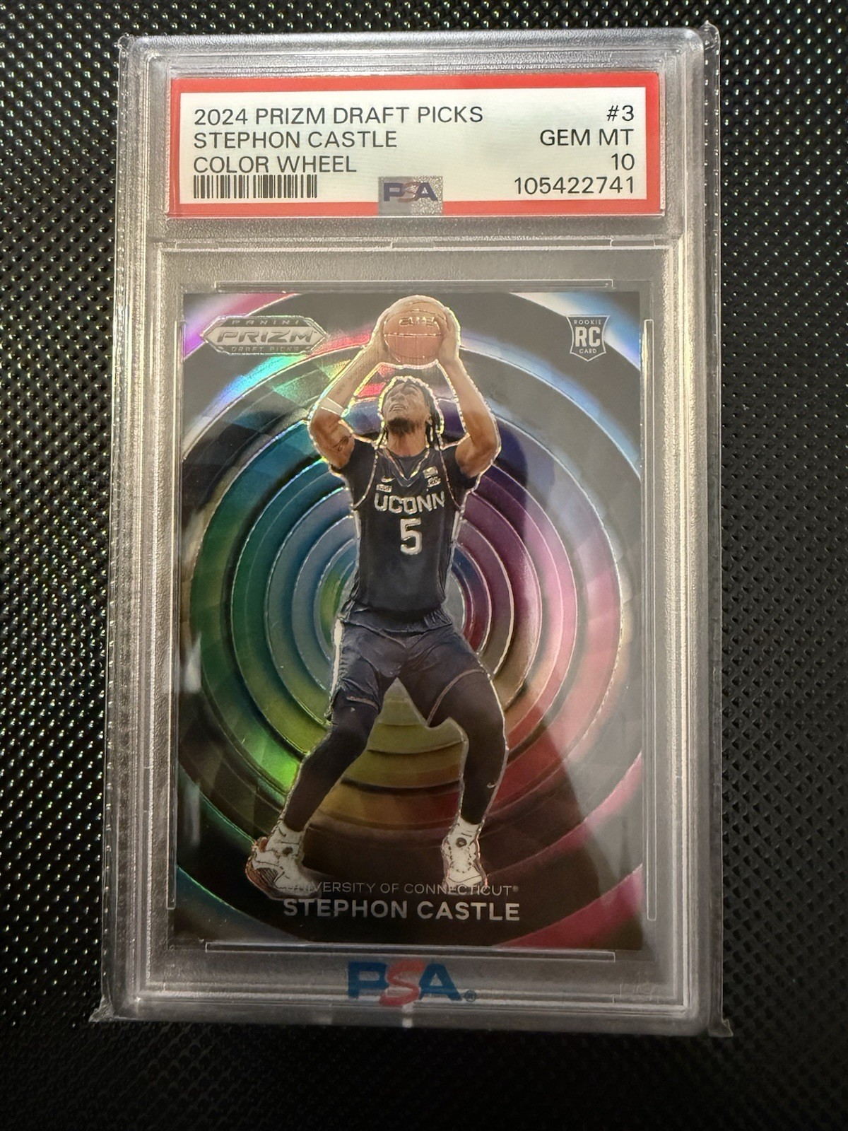 2024-25 Panini Prizm Draft Picks Color Wheel #3 Stephon Castle RC UConn PSA 10