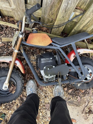 #ad Red Black Gas Powered Mini Motorcycle with Integrated Footrest Compact Design $250.00