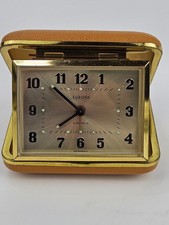 Vintage Europa Jewels Goldener Reisewecker Wake Up Mechanisch Klappbox